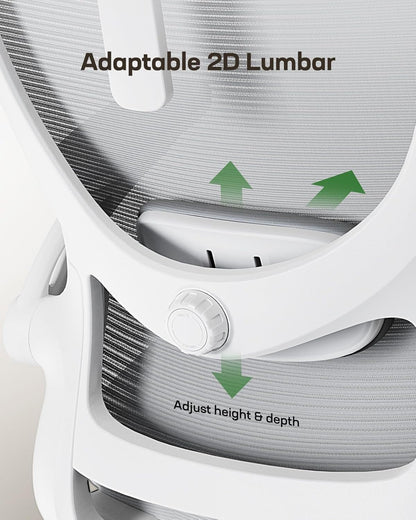 Ergonomic Office Chair: Office Computer Desk Chair with High Back Mesh and Adjustable Lumbar Support Rolling Work Swivel Task Chairs with Wheel 3D Armrests and Headrest-3