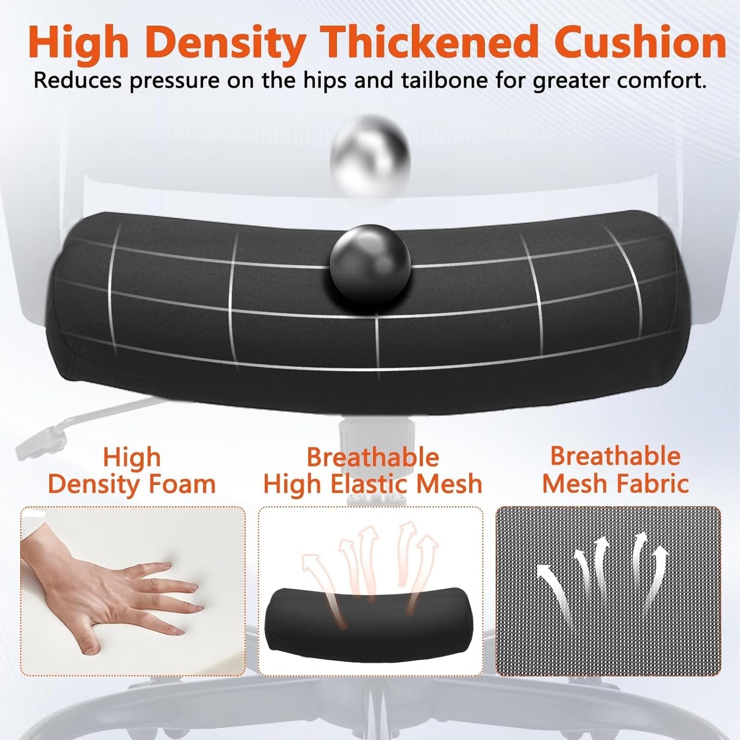 Black Mesh Office Chairs, Lumbar Support, 4-Pack, Wheels-3