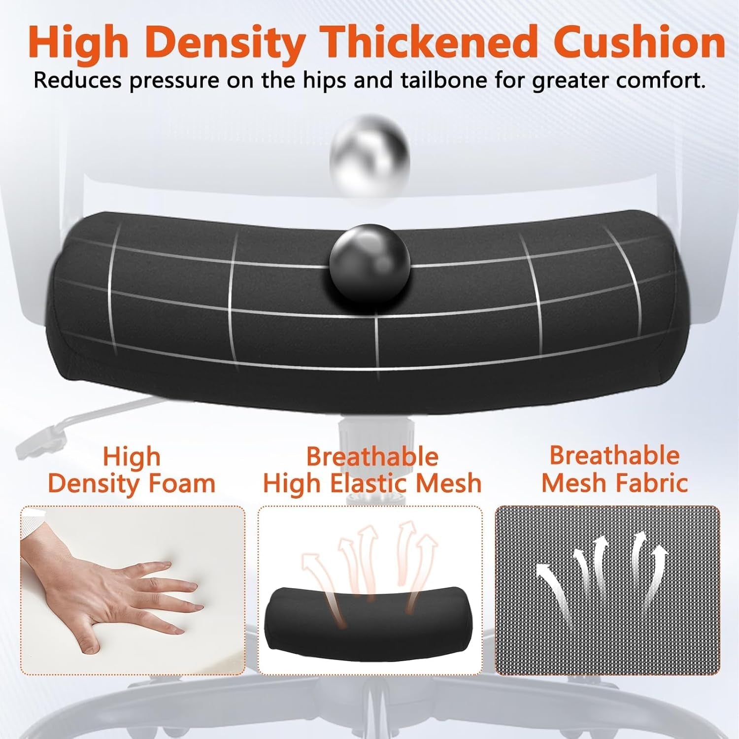 Black Mesh Office Chairs, Lumbar Support, 4-Pack, Wheels-3