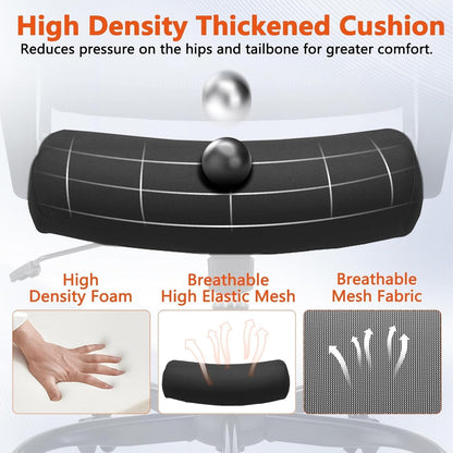 Black Mesh Office Chairs, Lumbar Support, 4-Pack, Wheels-3