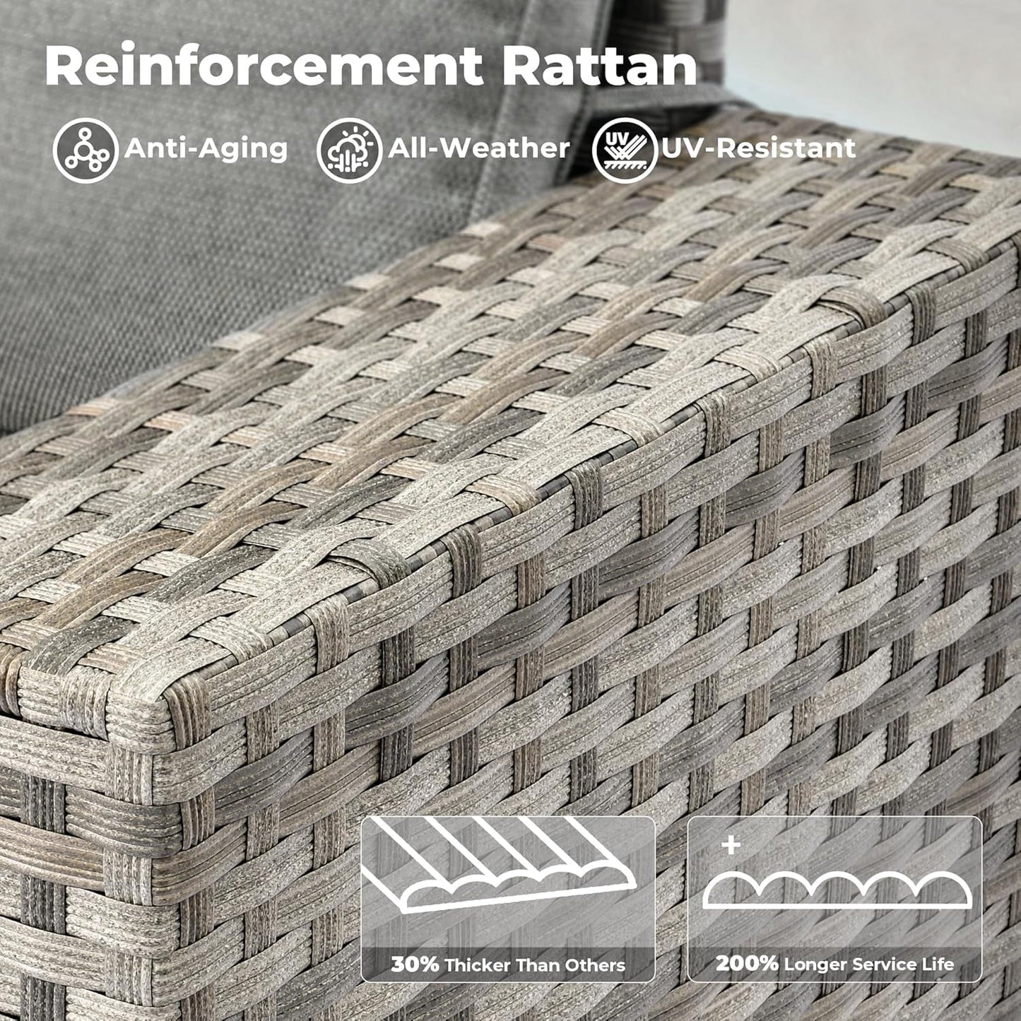 Modular Outdoor Wicker Sofa Set with Fire Pit-3