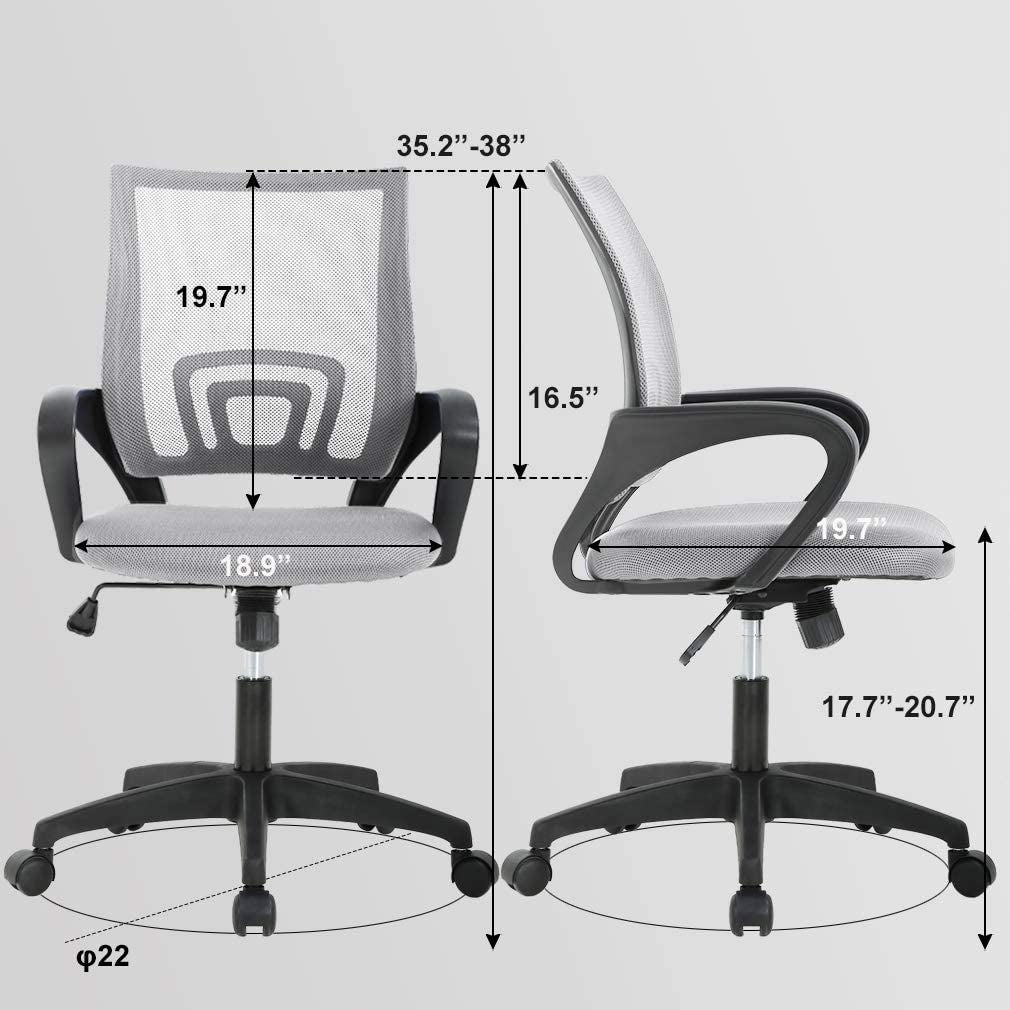 Office Chair Desk Chair Computer Chair Ergonomic Executive Swivel Rolling Chair with Lumbar Support Arms Adjustable Task Chair for Women Adults, Grey-2