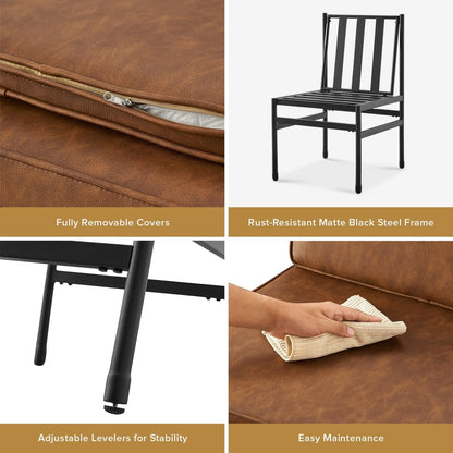 Odelia Dining Chairs, Kitchen Chairs, Dining Room Chairs, Black Dining Chairs, Sturdy Bifma-Certified Rust-Free Metal Frame and Removable Cushion Covers (2, Pecan Brown Faux Leather, One Size)-3