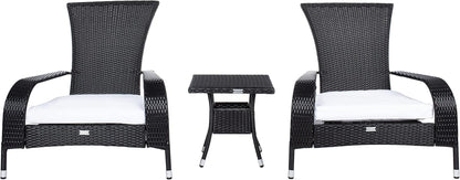Outdoor Collection Edna Black/White Cushion 3-Piece Lounge Set PAT7719A-3