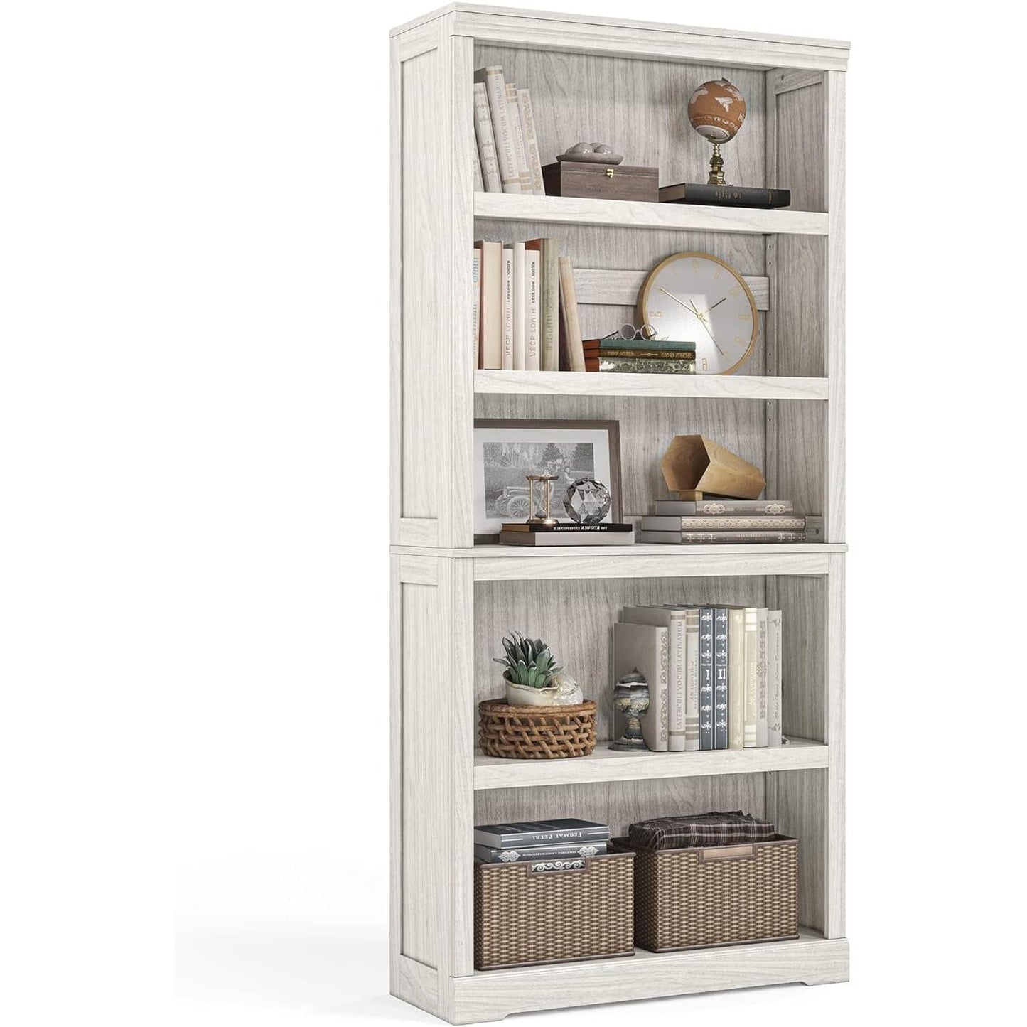 5-Shelf Bookcase, Bookshelves Floor Standing Display Storage Shelves 68 in Tall Bookcase Home Decor Furniture for Home Office, Living Room, Bed Room - White Oak-0