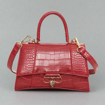 Egon Von Furstenberg red synthetic Croc embossed Handbags