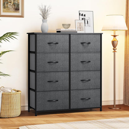Dresser for Bedroom, Tall Dresser with 8 Drawers, Storage Tower with Fabric Bins, Chest of Drawers for Closet & Living Room-3
