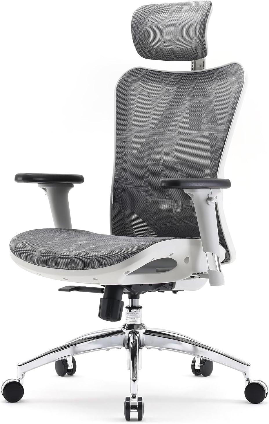 M57 Ergonomic Office Chair with 3 Way Armrests Lumbar Support and Adjustable Headrest High Back Tilt Function Light Grey-0