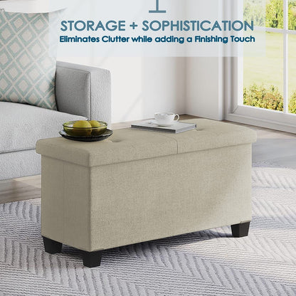 Multi-Functional Ivory Ottoman with Storage Bins-1