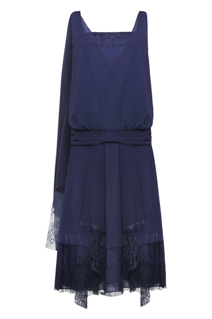 Classic Chiffon Lace Day Dress, Navy or Burnt Orange, Sizes 6, 8, 10