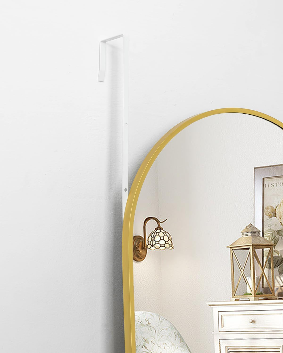 Door Mirror, Full Length Mirror over the Door, 16"X 50" Hanging Mirror, Arched, Vertical, Wall Mirror, Full Body Mirror, Gold-2