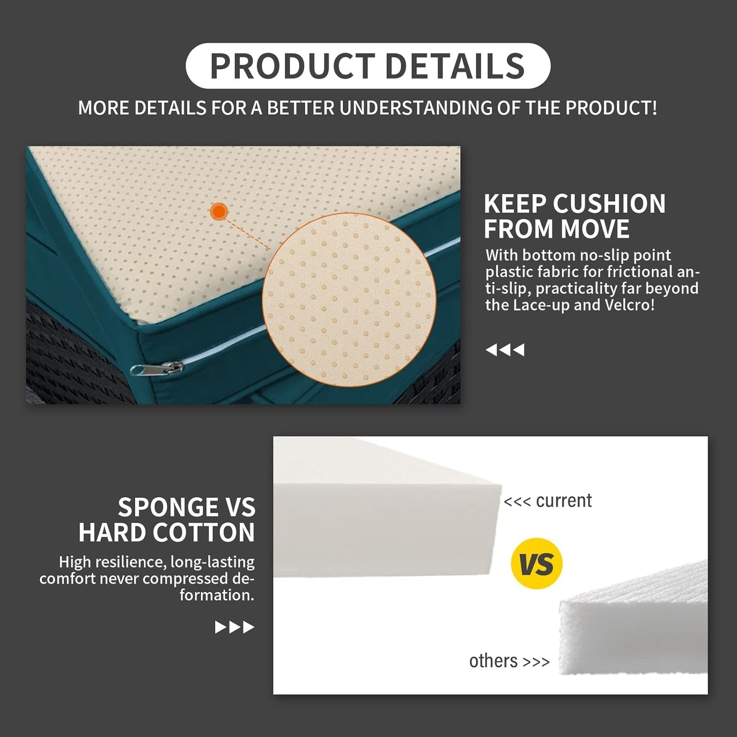 Patio Furniture Set 6 Pieces Couch Outdoor Chairs Coffee Table Peacock Blue Anti-Slip Cushions and Waterproof Covers-3