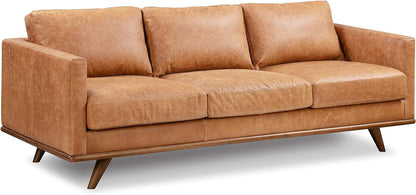 Nolita 85" Sofa in Full-Grain Pure-Aniline Italian Tanned Leather in Cognac Tan-0