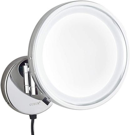 Wall Mounted Makeup Mirrors, Chrome Illuminated Brass-4