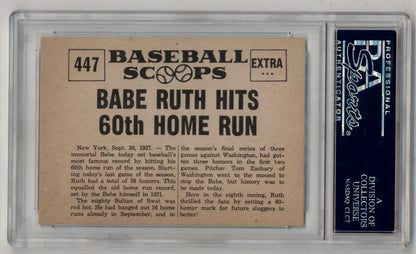 Vintage Babe Ruth baseball card commemorating his 60th home run in 1961 PSA 9 Mint