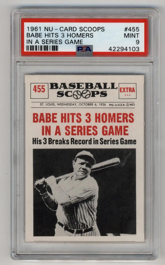 Graded Babe Ruth 1961 Nu-Card Scoops Series Game PSA 9 Mint baseball card