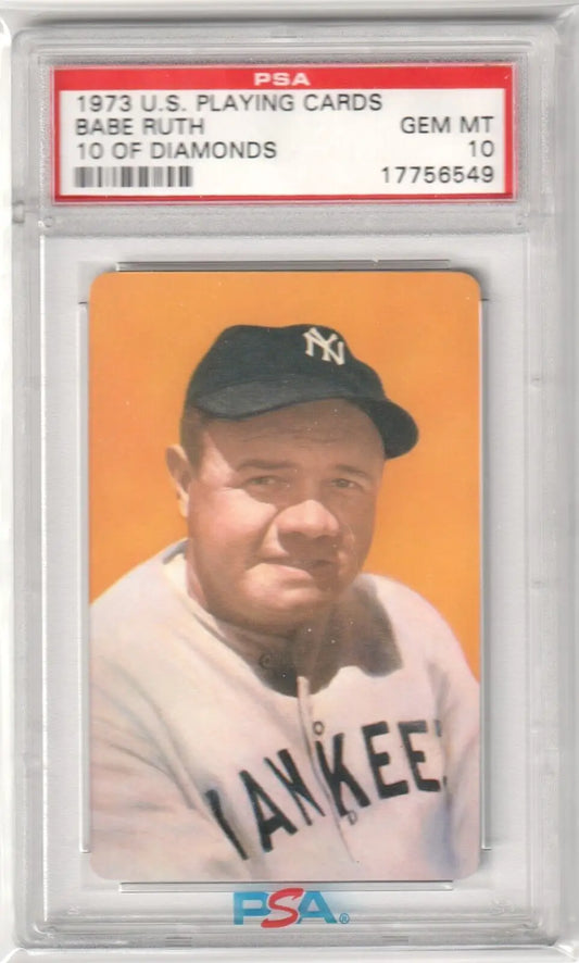 Graded Babe Ruth playing card from BABE RUTH 1973 US Playing Cards on Columbia Hobby eBay