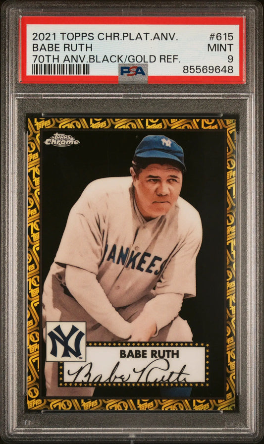 Babe Ruth 2021 Topps Chrome Platinum Black Gold Refractor #10/10 PSA 9 Mint - Singles