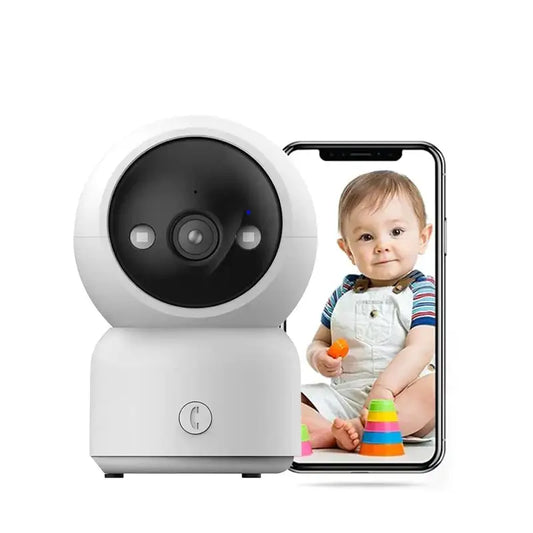 White Baby Monitoring Camera 2.4GHz Infrared Night Vision with smartphone display, 750px height