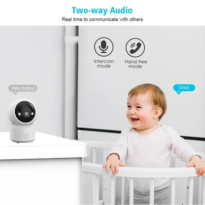 White Baby Monitoring Camera 2.4GHz Infrared Night Vision with two-way audio, decorate root 750px height