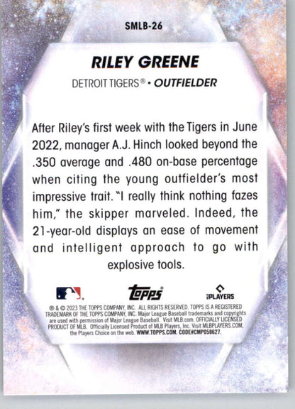 2023 Topps Stars of the MLB #SMLB-26 Riley Greene NM-MT Detroit Tigers Baseball Card Image 2
