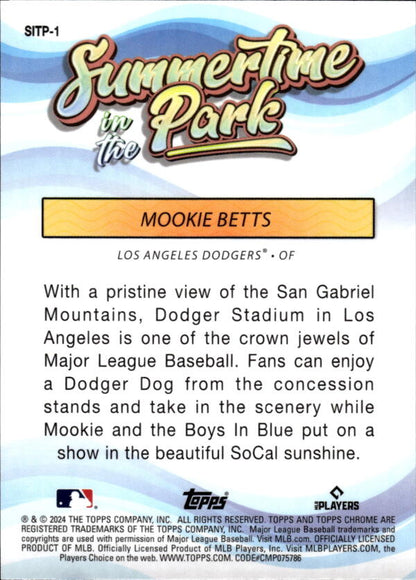 2024 Topps Chrome Summertime in the Park Refractor #SITP-1 Mookie Betts NM-MT Los Angeles Dodgers Baseball Card Image 2