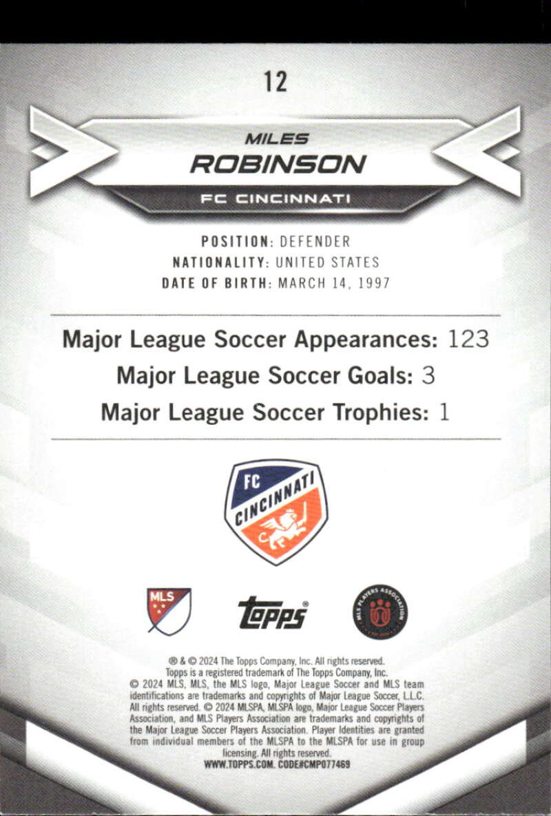 2024 Topps MLS Superstars #12 Miles Robinson NM-MT FC Cincinnati Soccer Card
