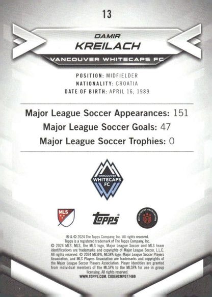 2024 Topps MLS Superstars #13 Damir Kreilach NM-MT Vancouver Whitecaps FC Soccer Card