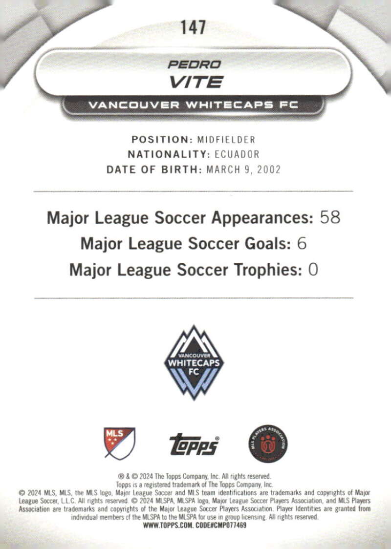2024 Topps MLS Superstars #147 Pedro Vite NM-MT Vancouver Whitecaps FC Soccer Card