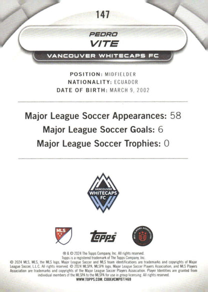 2024 Topps MLS Superstars #147 Pedro Vite NM-MT Vancouver Whitecaps FC Soccer Card