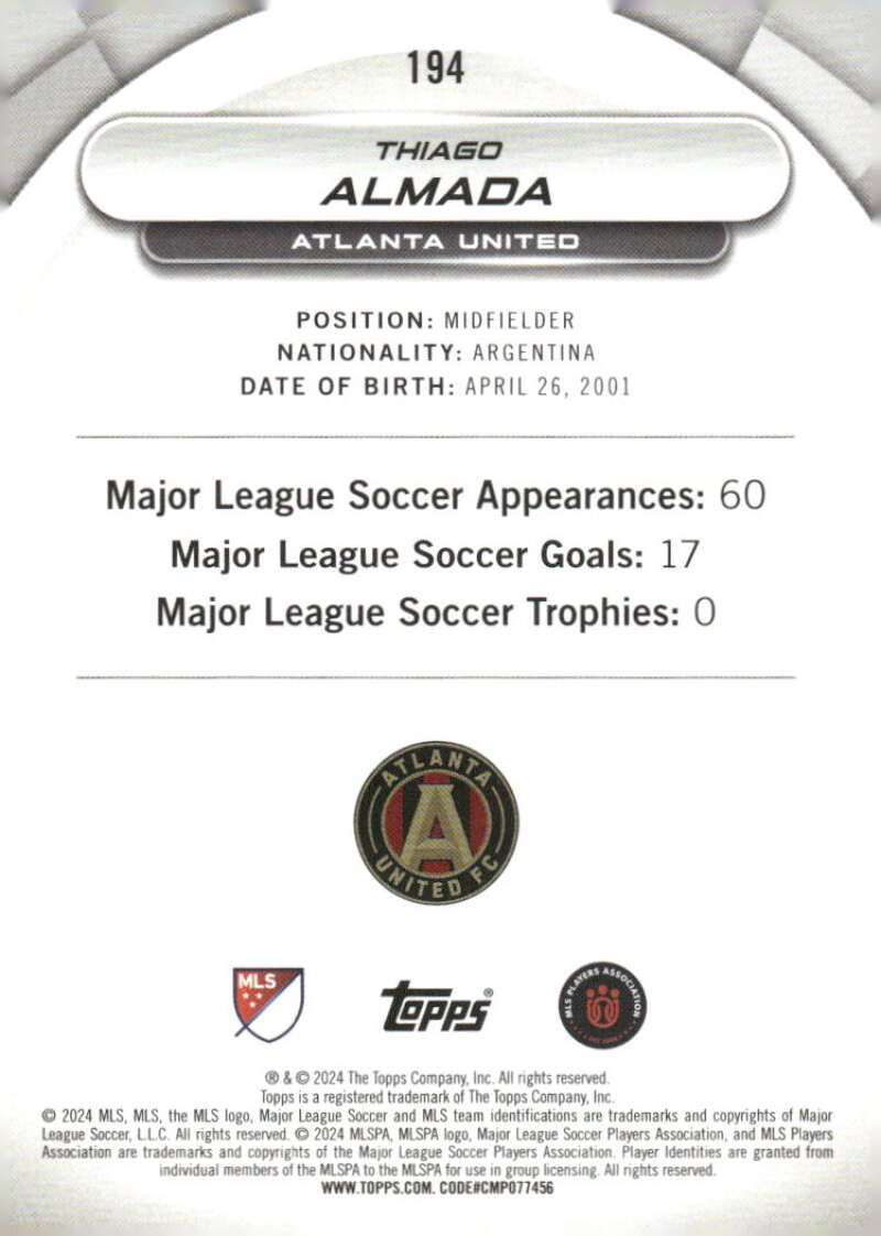 2024 Topps MLS Superstars #194 Thiago Almada NM-MT Atlanta United Soccer Card