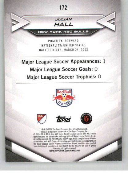 2024 Topps MLS Superstars Common Yellow #172 Julian Hall NM-MT RC Rookie New York Red Bulls Soccer Card