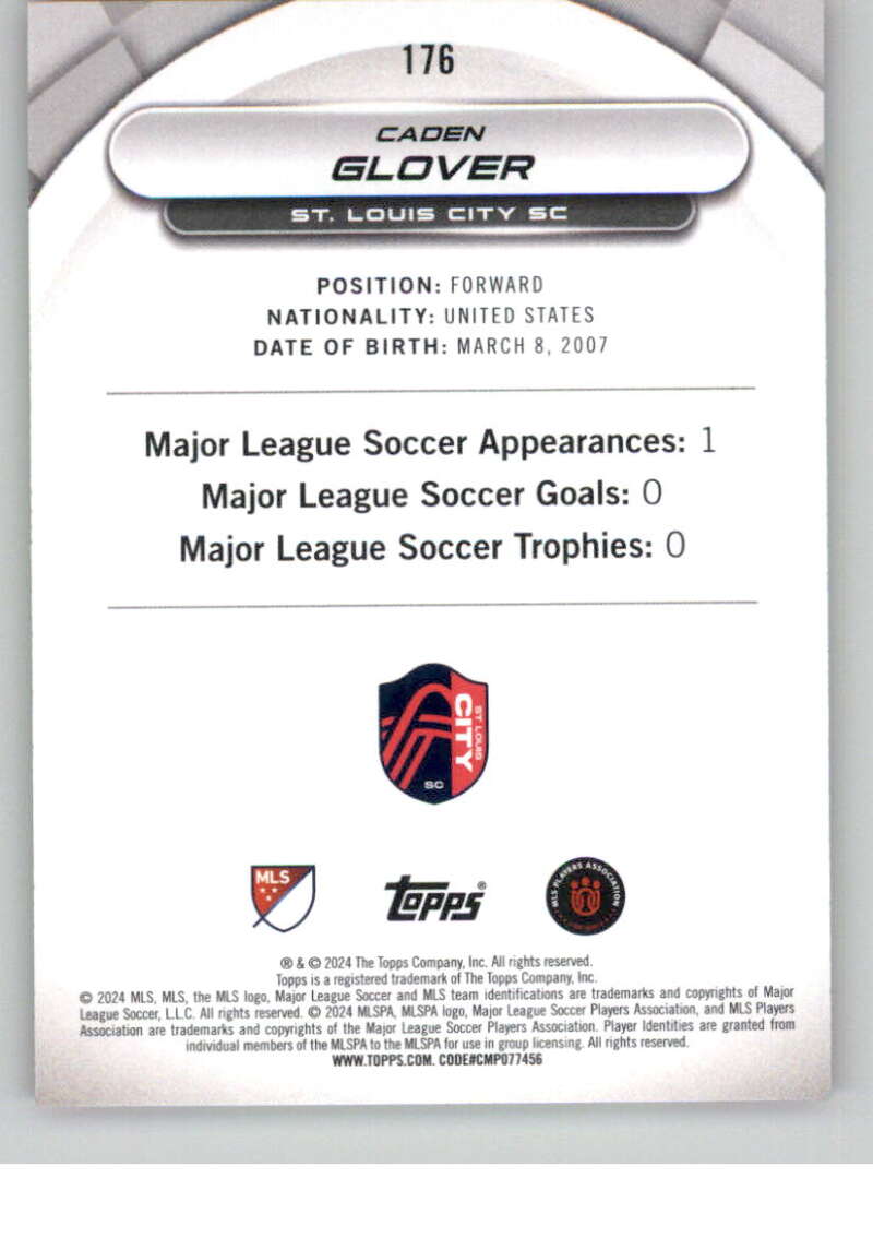2024 Topps MLS Superstars Common Yellow #176 Caden Glover NM-MT St. Louis City SC Soccer Card