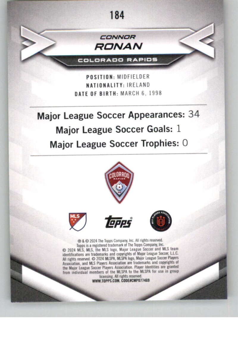 2024 Topps MLS Superstars Common Yellow #184 Connor Ronan NM-MT Colorado Rapids Soccer Card