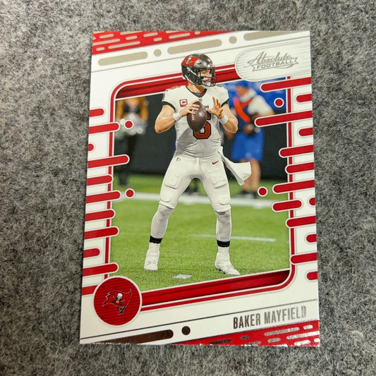 Baker Mayfield Tampa Bay Buccaneers 2024 NFL football trading card in product display