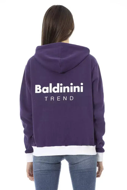 Baldinini Trend Purple Cotton Women Sweater with Adjustable Hood