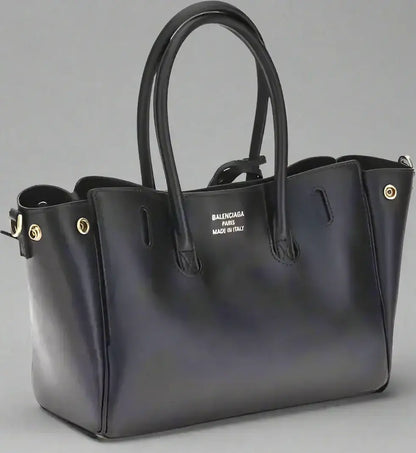 Black leather Balenciaga Bel Air mini handbag with two top handles