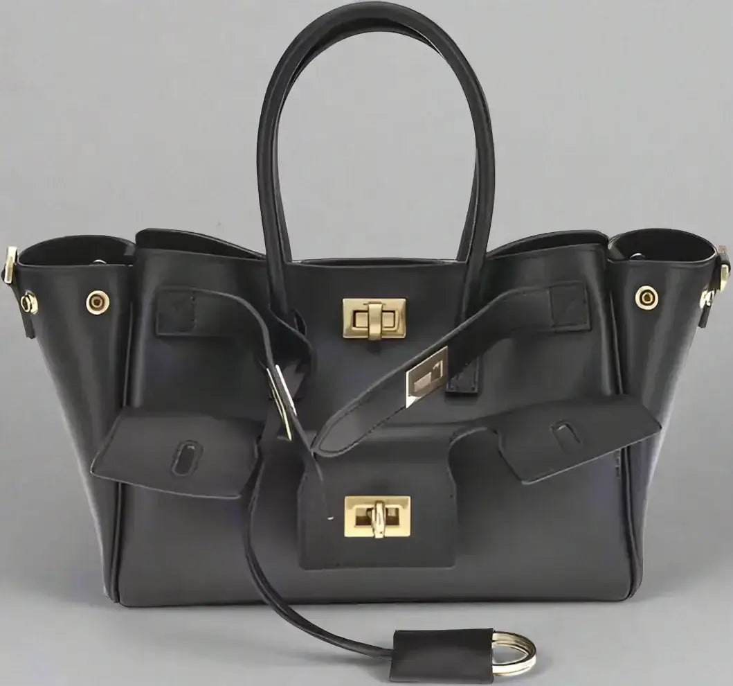 Black leather Bel Air mini handbag with gold-tone hardware and buckle closures