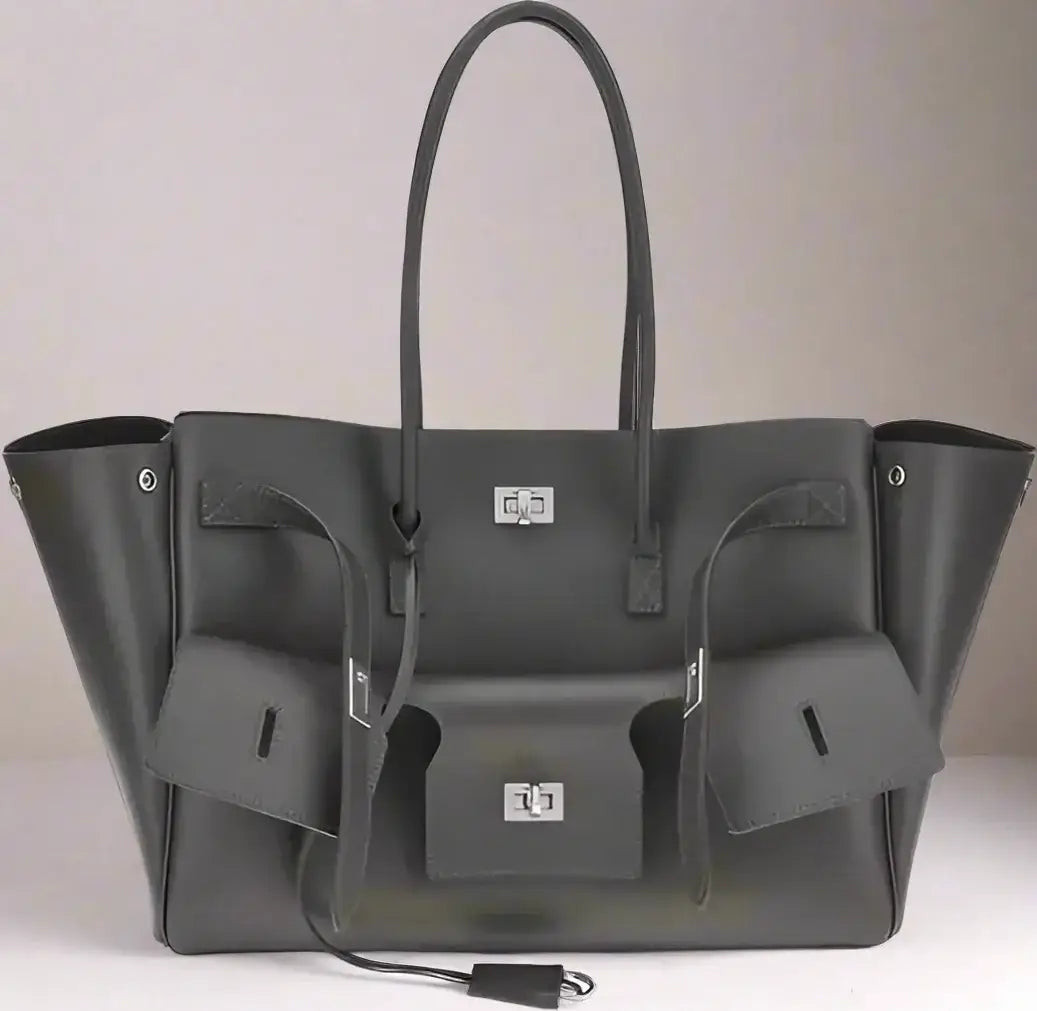 BALENCIAGA black or grey leather Bel Air medium Shoulder Bag