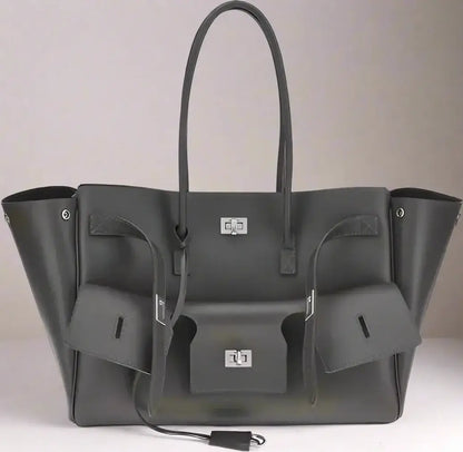BALENCIAGA black or grey leather Bel Air medium Shoulder Bag