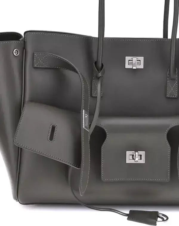 BALENCIAGA black or grey leather Bel Air medium Shoulder Bag