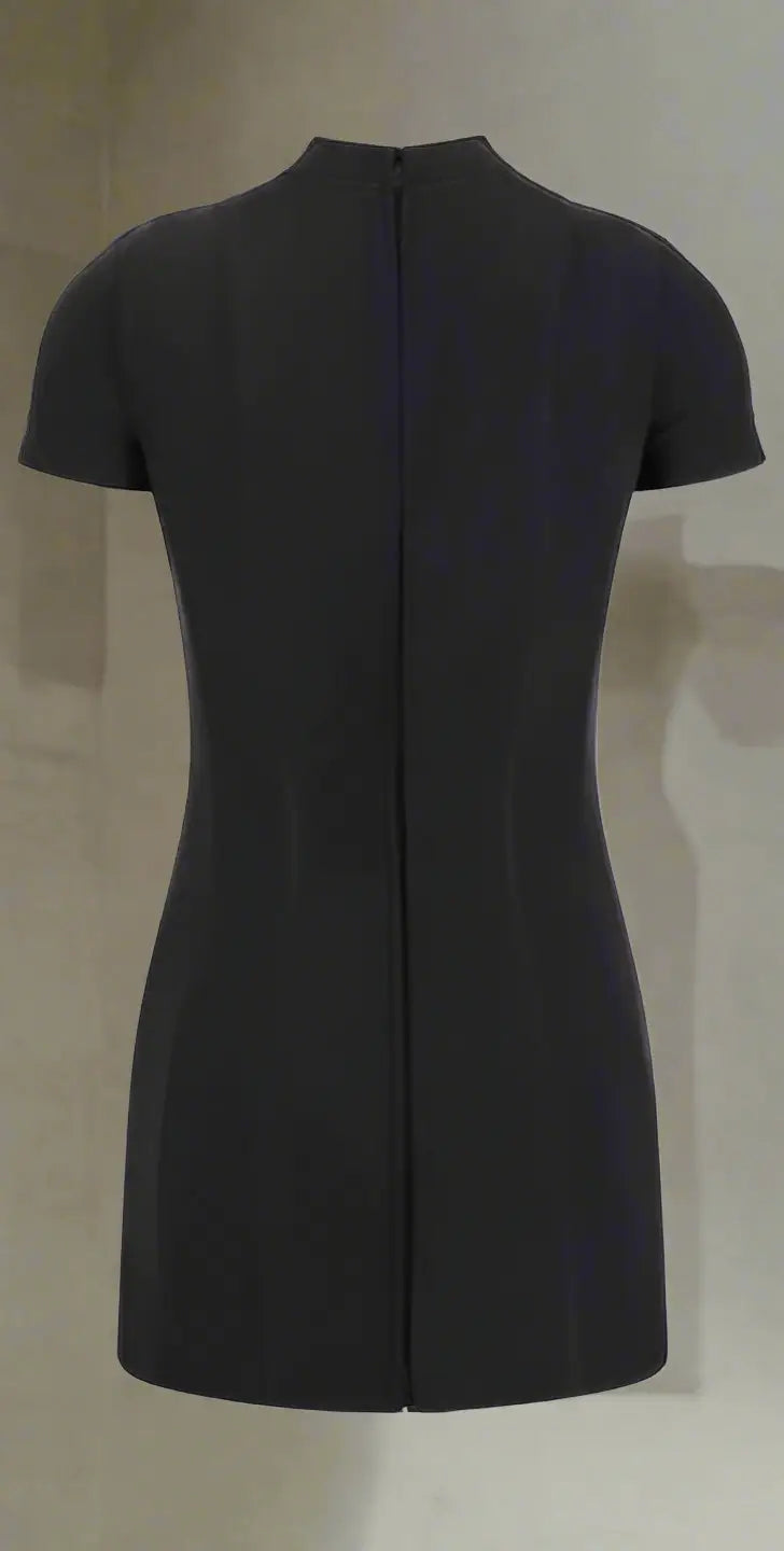Balenciaga black T-shirt dress in dark grey short-sleeved mini with high collar