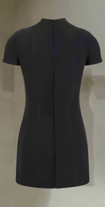 Balenciaga black T-shirt dress in dark grey short-sleeved mini with high collar