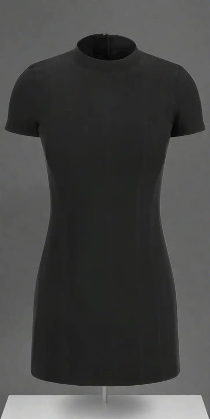 Balenciaga black short-sleeved mock neck mini dress for stylish modern fashion