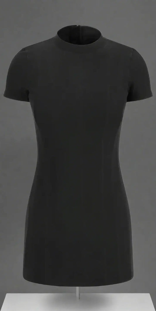 Balenciaga black short-sleeved mock neck mini dress for stylish modern fashion