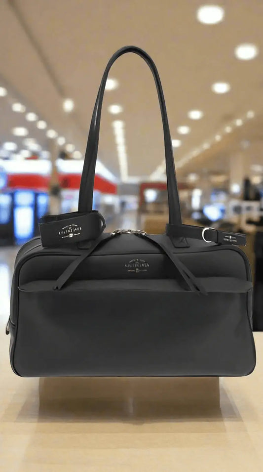 Balenciaga CARRIE MEDIUM BOWLING SHOULDER BAG black tote with detachable pouch