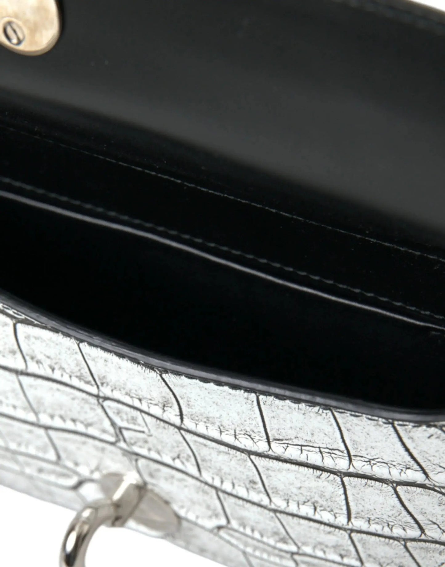 BALENCIAGA Metallic Silver Alligator Leather Mini Bag - Handbags