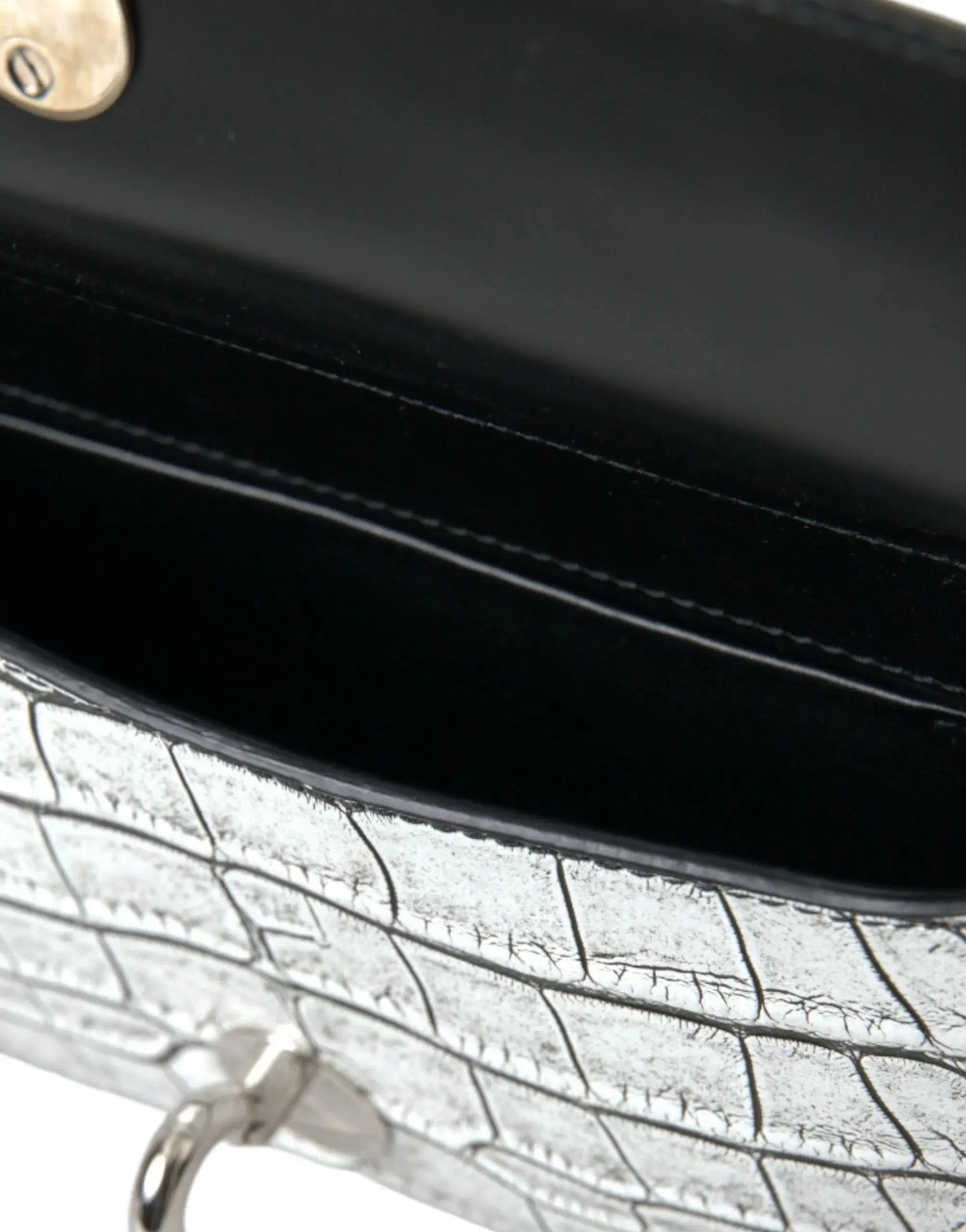 BALENCIAGA Metallic Silver Alligator Leather Mini Bag - Handbags