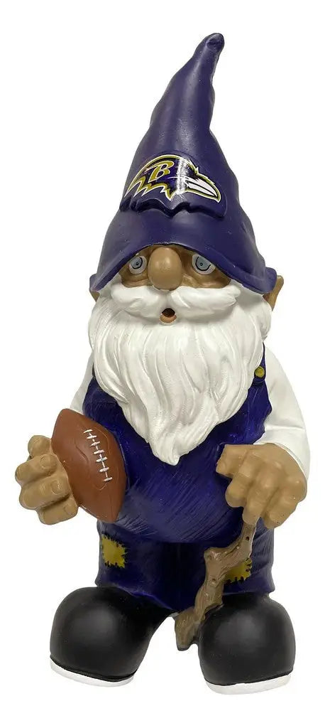 Baltimore Ravens Garden Gnome holding football, 8 inches tall, team attire figurine