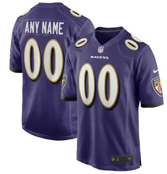 Purple Baltimore Ravens Nike custom game jersey with number 00 for football fans